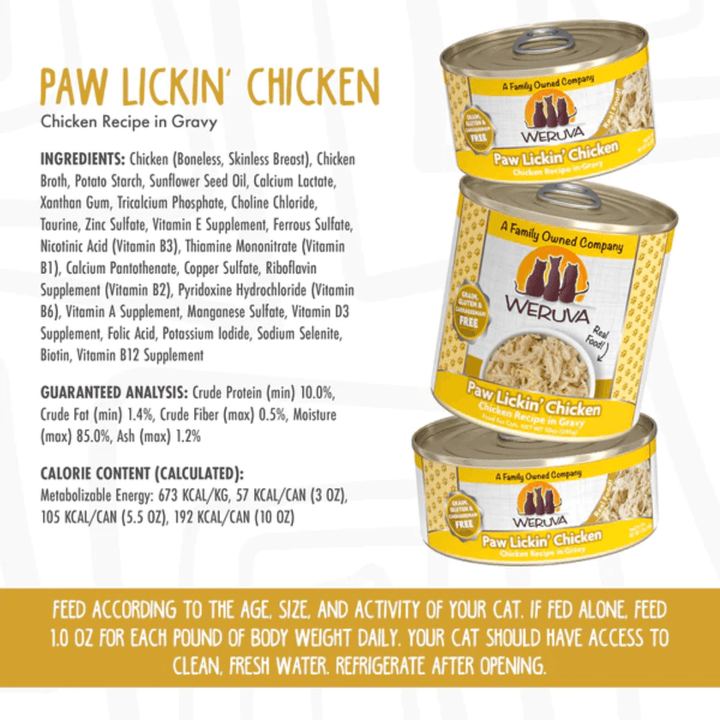 Weruva Wet Cat Food - Weruva Classic Cat Paw Lickin' Chicken Chicken Recipe in Gravy Canned 