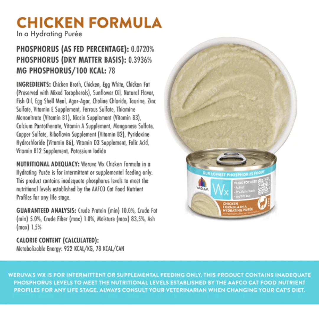 Weruva Wet Cat Food - Wx Phos Focused Chicken Formula Chicken in a Hydrating Purée Canned 