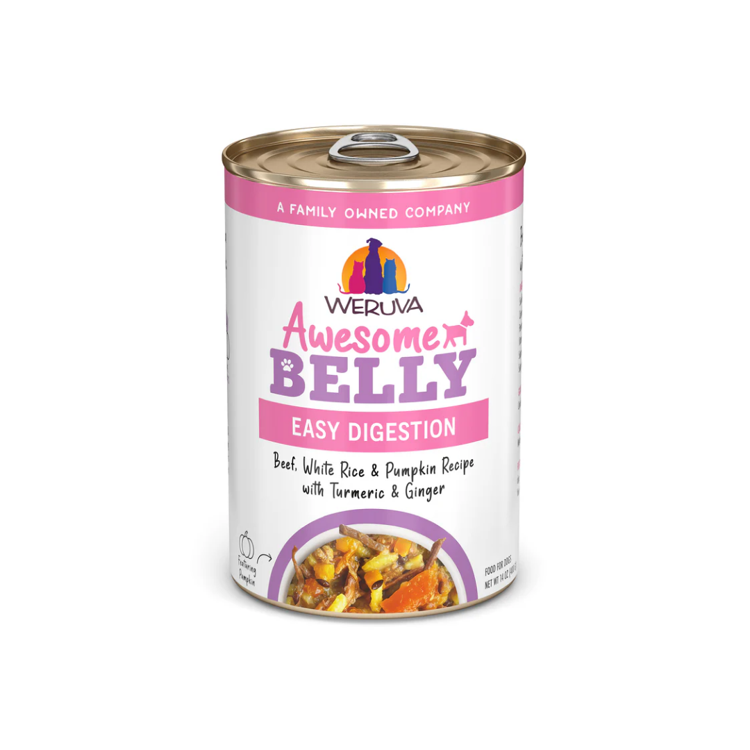 Weruva Wet Dog Food - Awesome Belly Beef, White Rice & Pumpkin Recipe with Turmeric & Ginger In Broth Canned