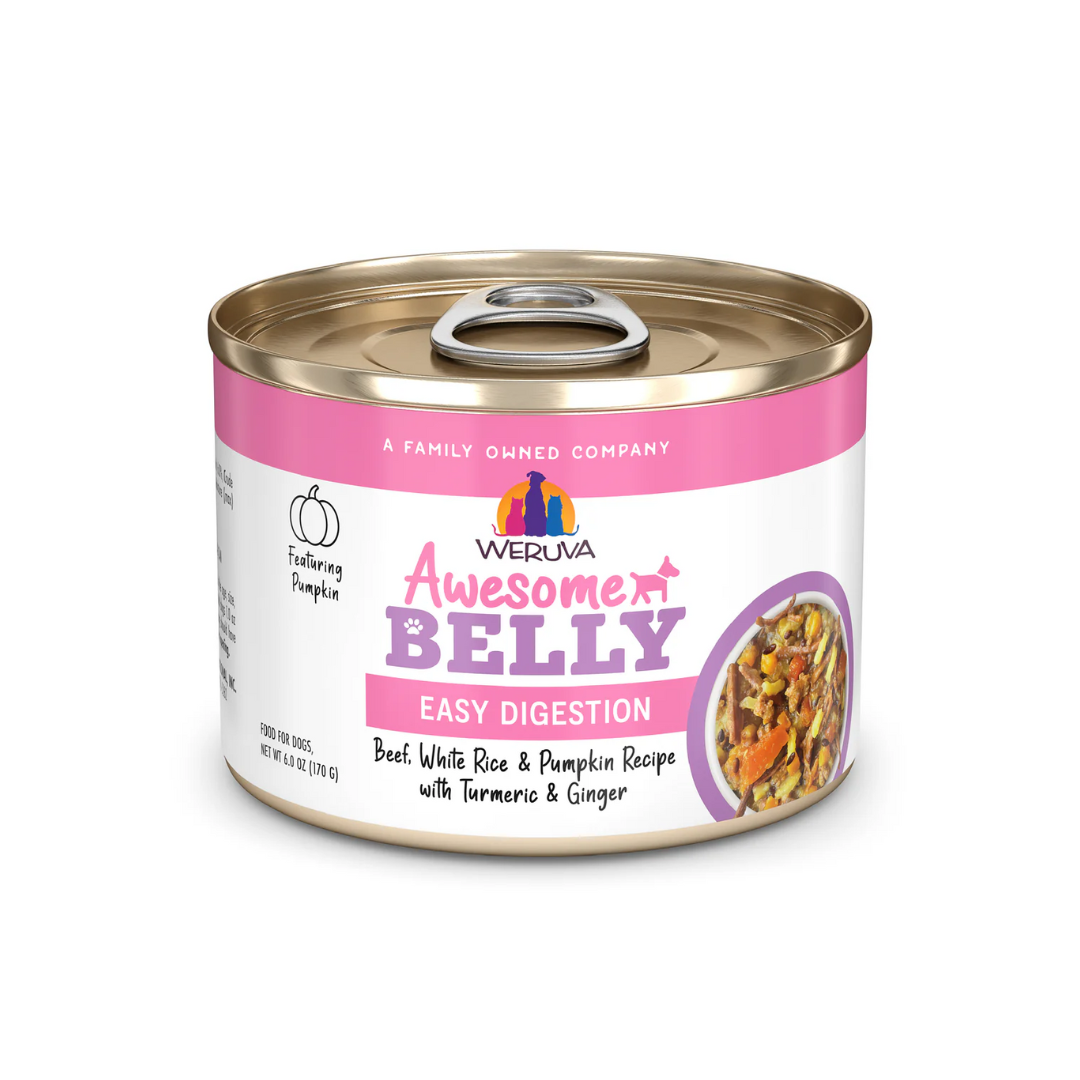 Weruva Wet Dog Food - Awesome Belly Beef, White Rice & Pumpkin Recipe with Turmeric & Ginger In Broth Canned