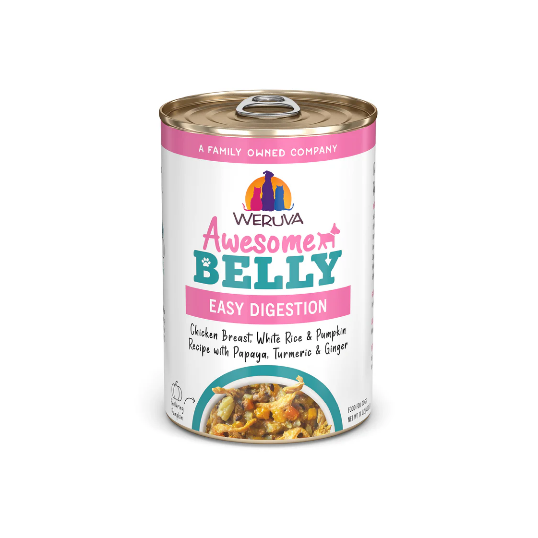 Weruva Wet Dog Food - Awesome Belly Chicken Breast, White Rice & Pumpkin Recipe with Papaya, Turmeric & Ginger In Broth Canned