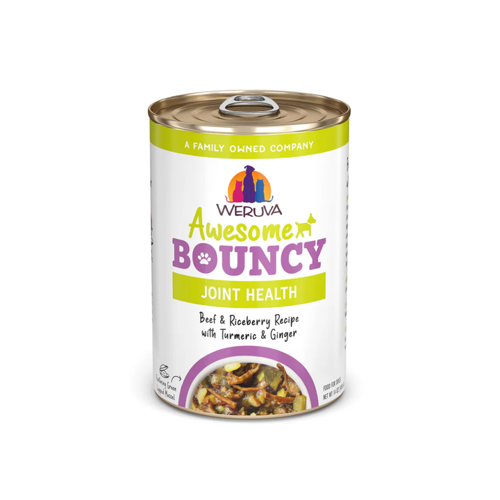 Weruva Wet Dog Food - Awesome Bouncy Beef & Riceberry Recipe with Turmeric & Ginger In Broth Canned