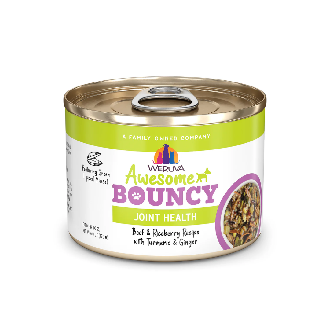 Weruva Wet Dog Food - Awesome Bouncy Beef & Riceberry Recipe with Turmeric & Ginger In Broth Canned