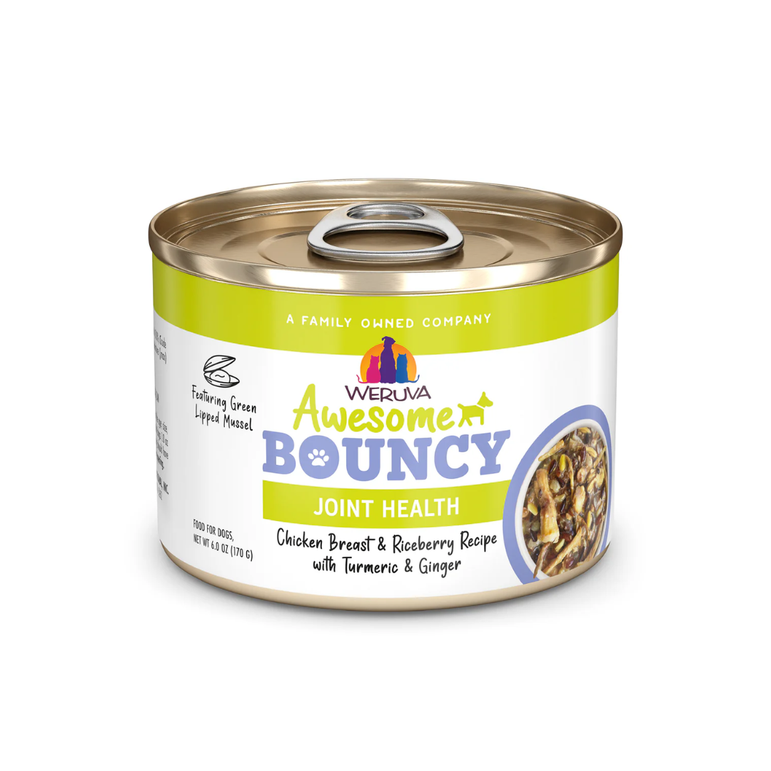 Weruva Wet Dog Food - Awesome Bouncy Chicken Breast & Riceberry Recipe with Turmeric & Ginger Canned