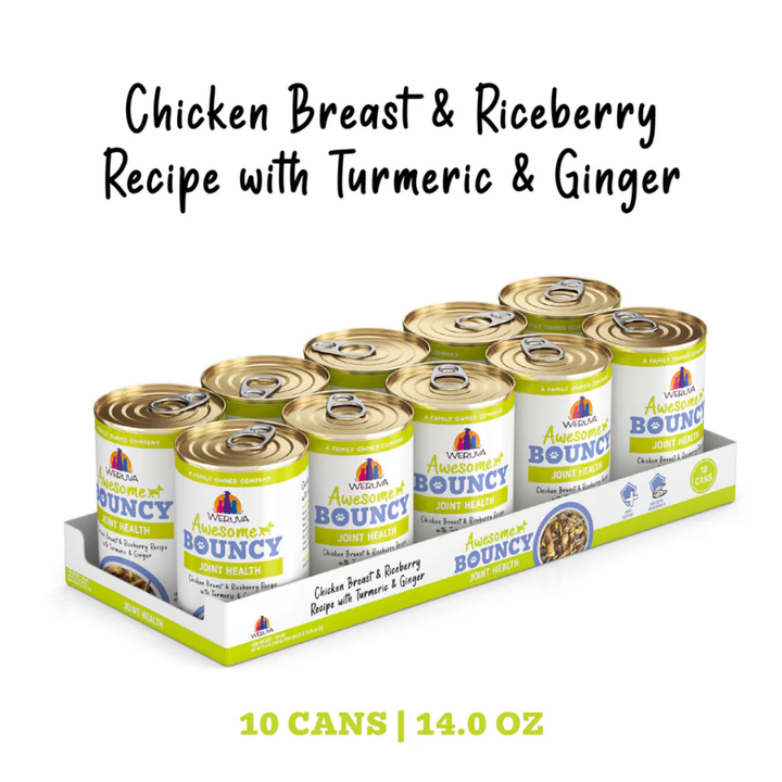 Weruva Wet Dog Food - Awesome Bouncy Chicken Breast & Riceberry Recipe with Turmeric & Ginger Canned