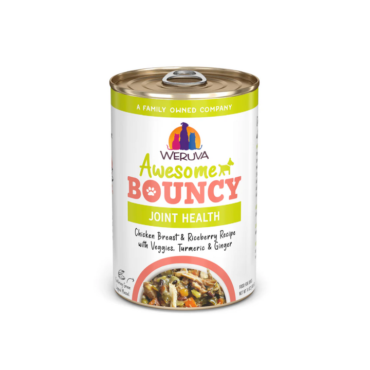 Weruva Wet Dog Food - Awesome Bouncy Chicken Breast & Riceberry Recipe with Veggies, Turmeric & Ginger In Broth Canned