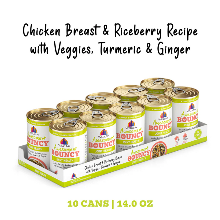 Weruva Wet Dog Food - Awesome Bouncy Chicken Breast & Riceberry Recipe with Veggies, Turmeric & Ginger In Broth Canned