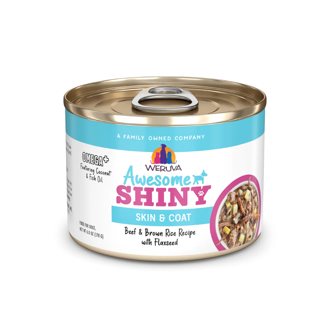 Weruva Wet Dog Food - Awesome Shiny Beef & Brown Rice Recipe with Flaxseed In Broth Canned