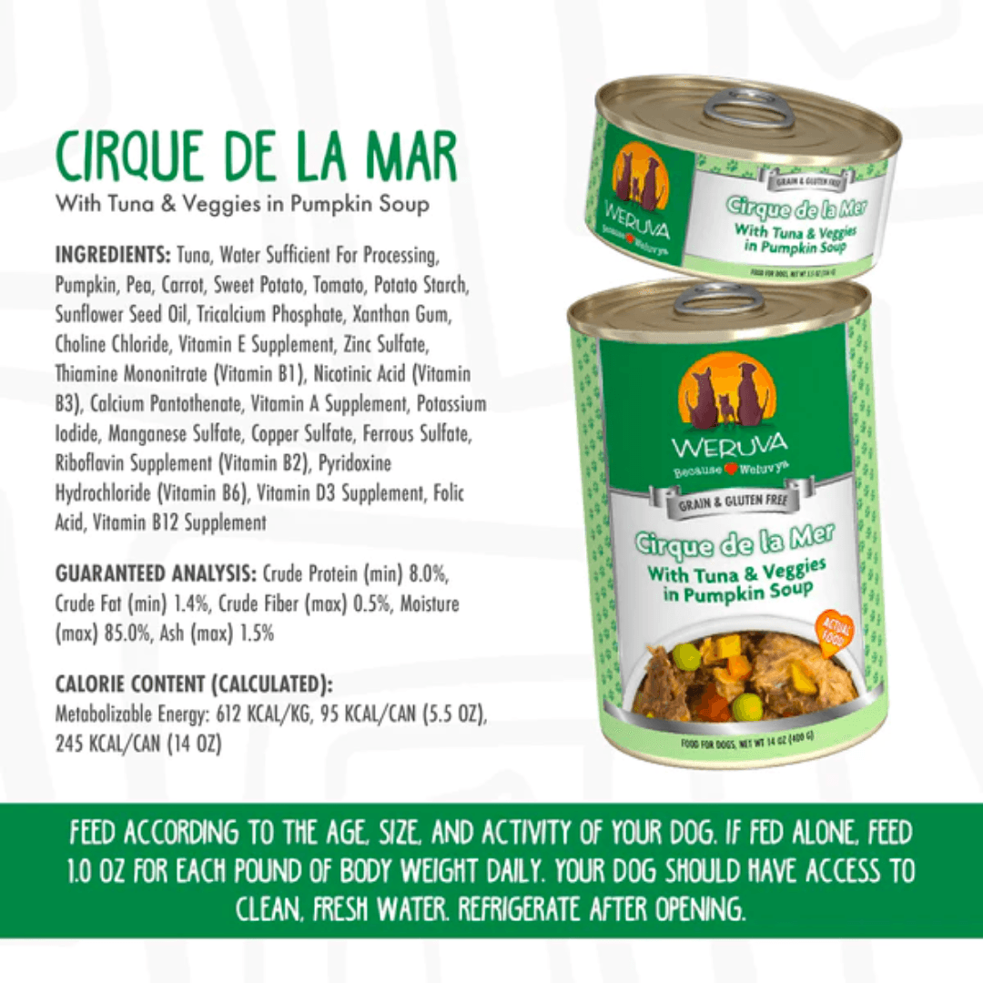 Weruva Wet Dog Food - Classics Cirque de la Mer with Tuna & Veggies in Pumpkin Soup Canned 