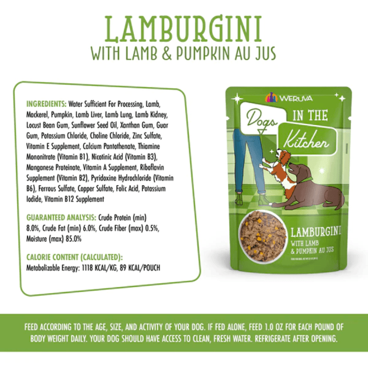 Weruva Wet Dog Food - Dogs in the Kitchen Lamburgini with Lamb & Pumpkin Au Jus Pouch 