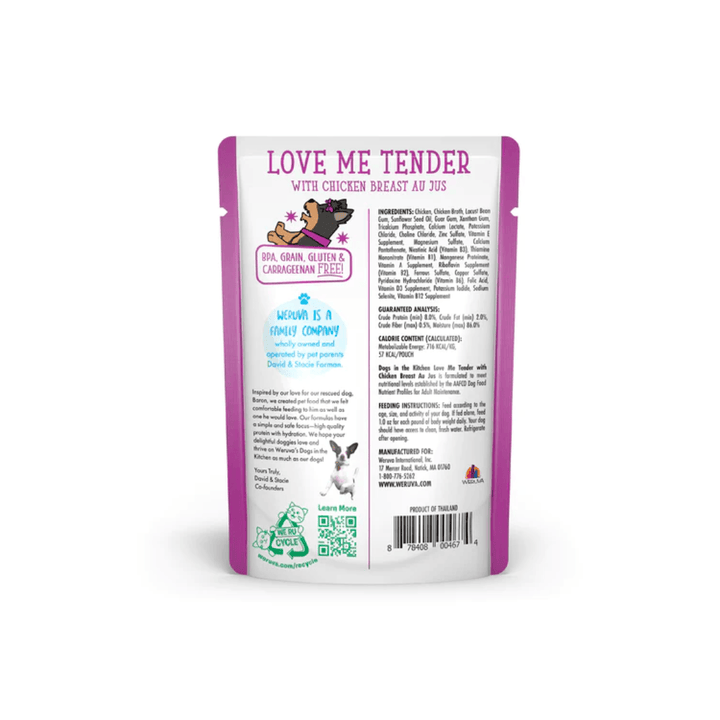 Weruva Wet Dog Food - Dogs in the Kitchen  Love Me Tender with Chicken Breast Au Jus Pouch 