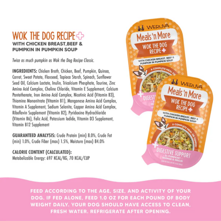Weruva Wet Dog Food - Meals 'n More  Wok The Dog Recipe Plus with Chicken Breast, Beef and Pumpkin in Pumpkin Soup