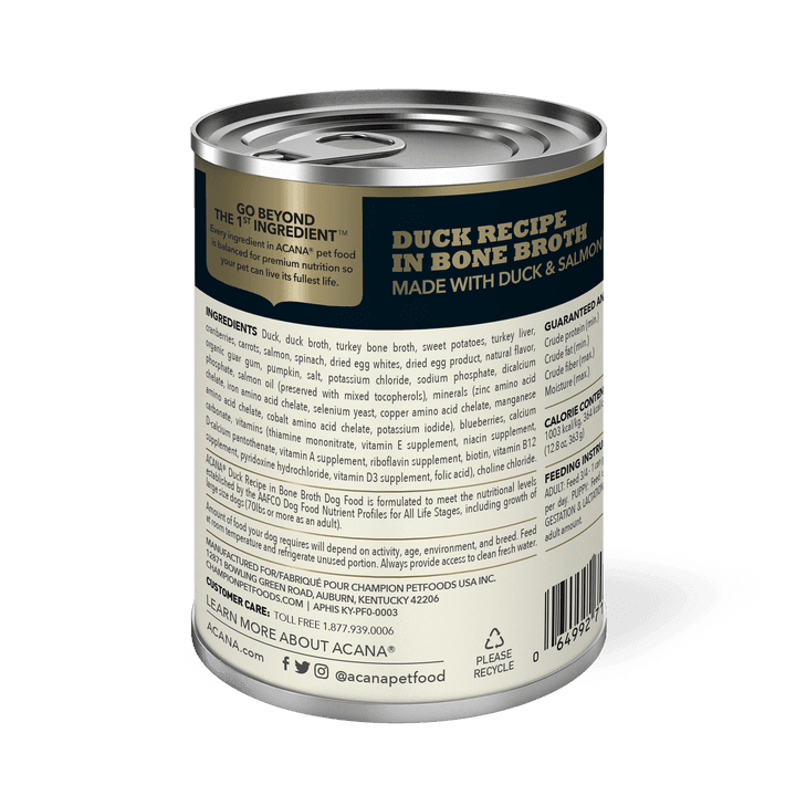 Acana Wet Dog Food - Premium Chunks Duck Recipe in Bone Broth Canned - Toronto Pets