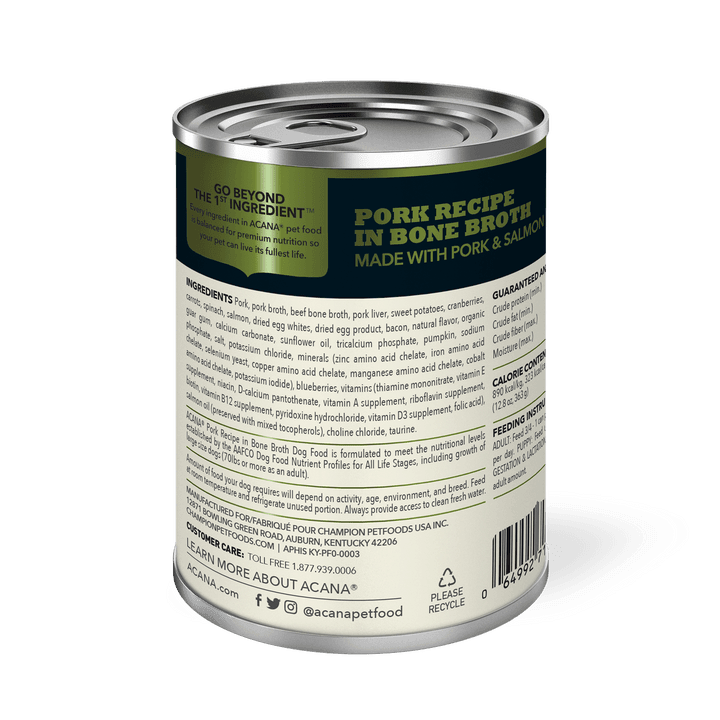 Acana Wet Dog Food - Premium Chunks Pork Recipe in Bone Broth Canned - Toronto Pets