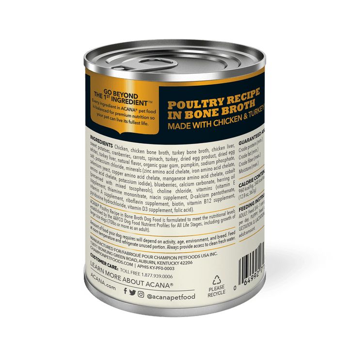 Acana Wet Dog Food - Premium Chunks Poultry Recipe in Bone Broth - Toronto Pets