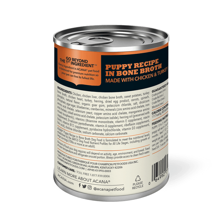 Acana Wet Dog Food - Premium Pate Puppy Recipe in Bone Broth Canned - Toronto Pets