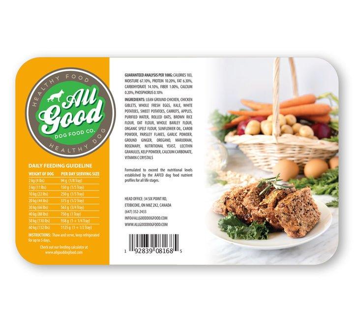 All Good Frozen Dog Food - Chicken Gently Cooked Meatload - Toronto Pets