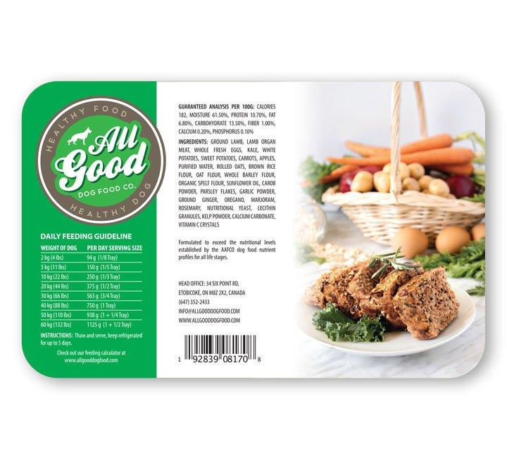 All Good Frozen Dog Food - Lamb Gently Cooked Meatloaf - Toronto Pets