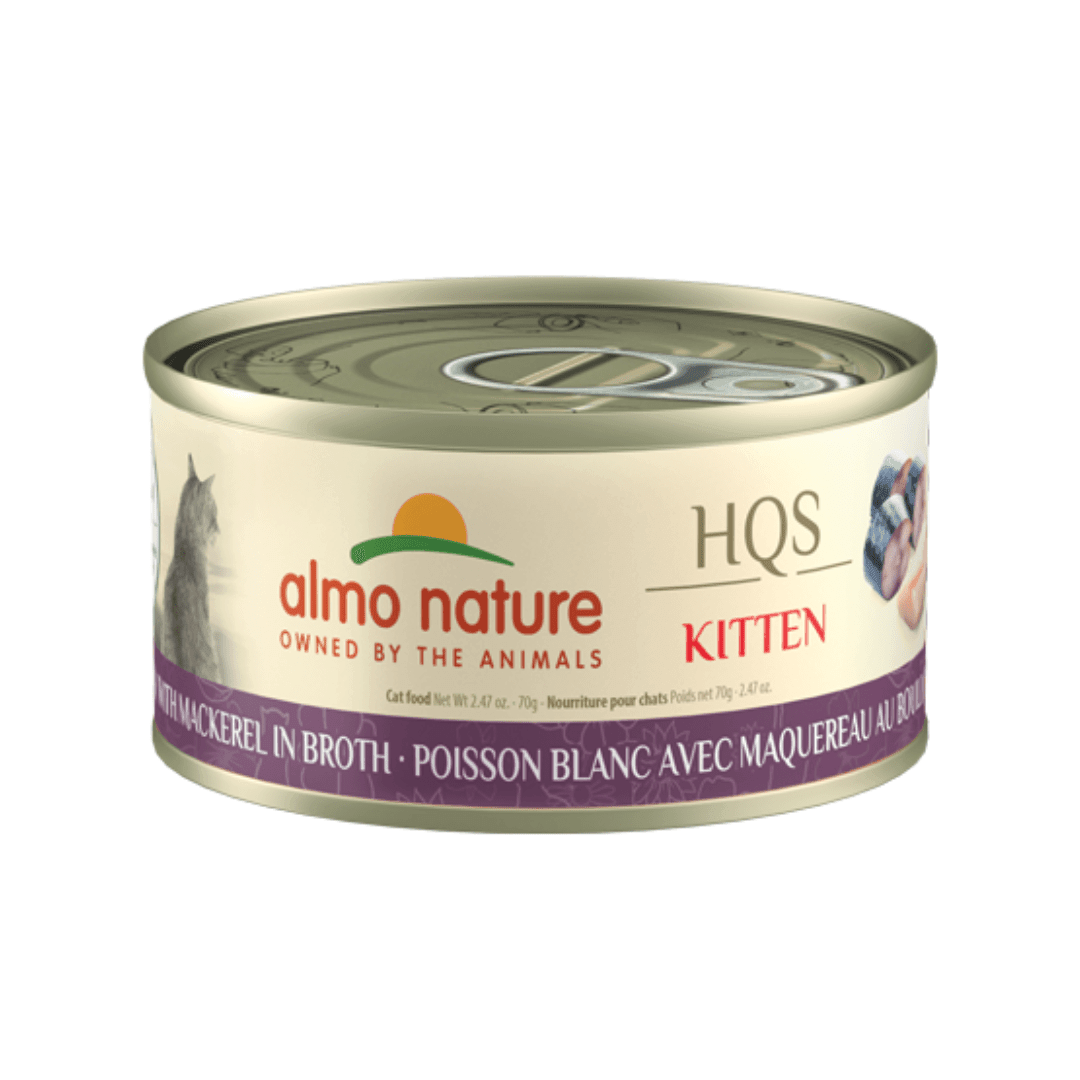 Almo Nature Wet Cat Food - HQS Natural Kitten Whitefish with Mackerel in Broth Canned - Toronto Pets