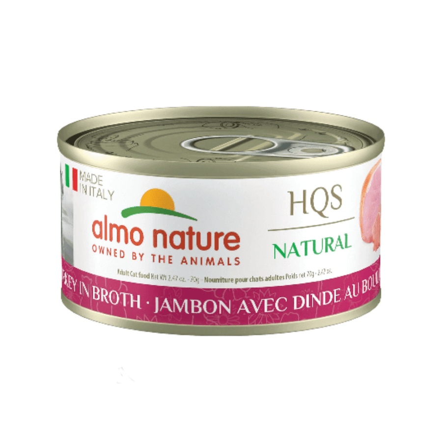 Almo Nature Wet Cat Food - HQS Natural Made in Italy Ham with Turkey in Broth Canned - Toronto Pets