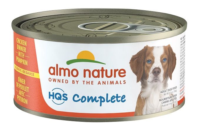 Almo Nature Wet Dog Food - HQS Complete Chicken Dinner with Pumpkin in Gravy Canned