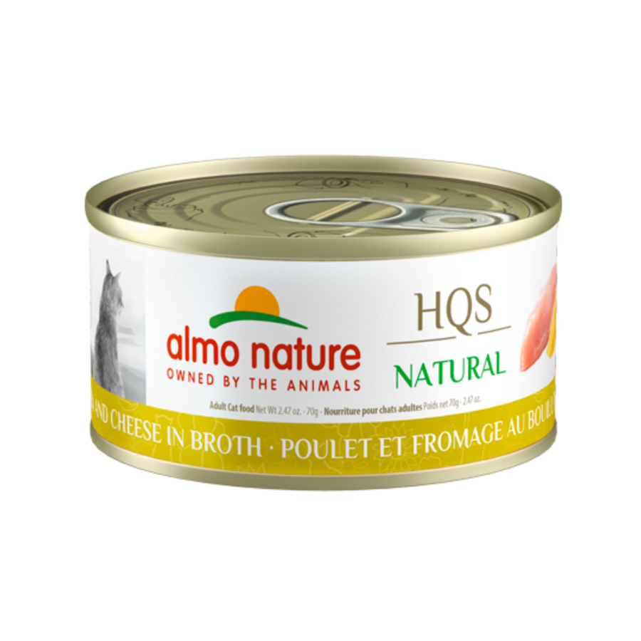 Almo Nature Wet Cat Food - HQS Natural Chicken with Cheese in Broth Canned 
