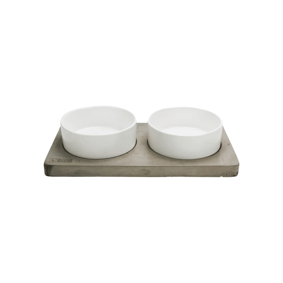 Be One Breed Pet Bowls - Bamboo & White Ceramic Bowls White - Toronto Pets