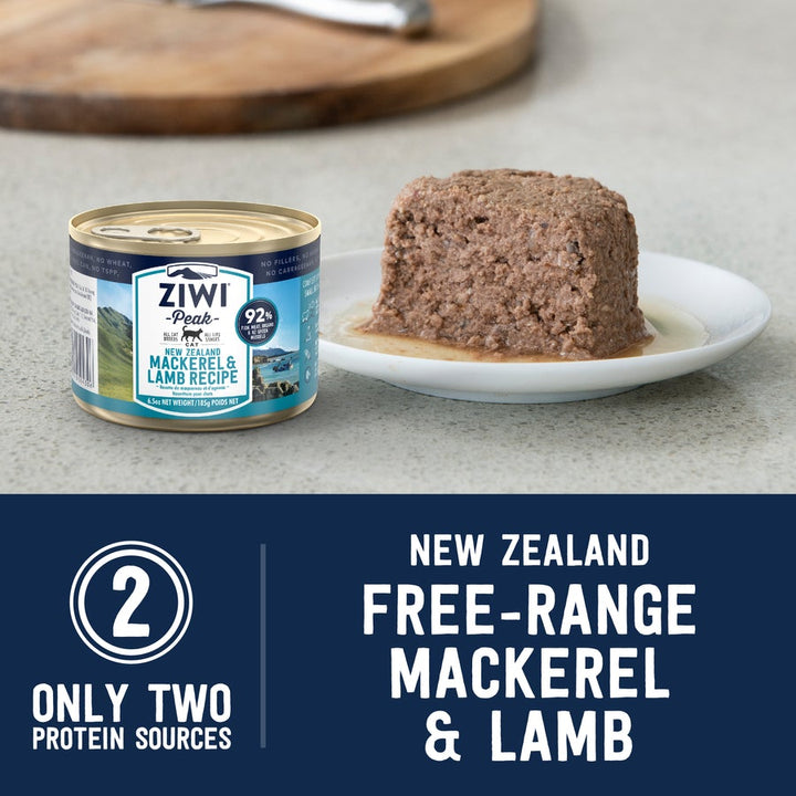 ZIWI Peak Wet Cat Food - New Zealand Mackerel & Lamb Recipe Canned 