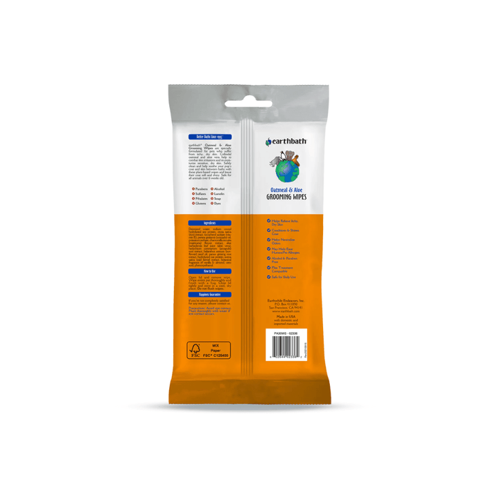 Earthbath Dog & Cat Grooming Supplies - Grooming Wipes Oatmeal & Aloe - Toronto Pets