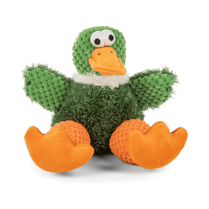 goDOG Dog Toys - Checkers Plush Sitting Duck Green - Toronto Pets