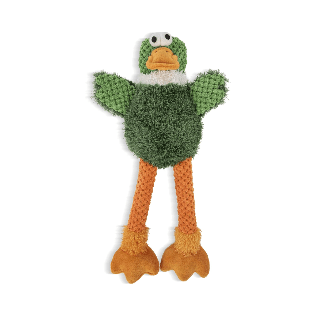 goDOG Dog Toys - Plush Checkers Skinny Duck Green - Toronto Pets