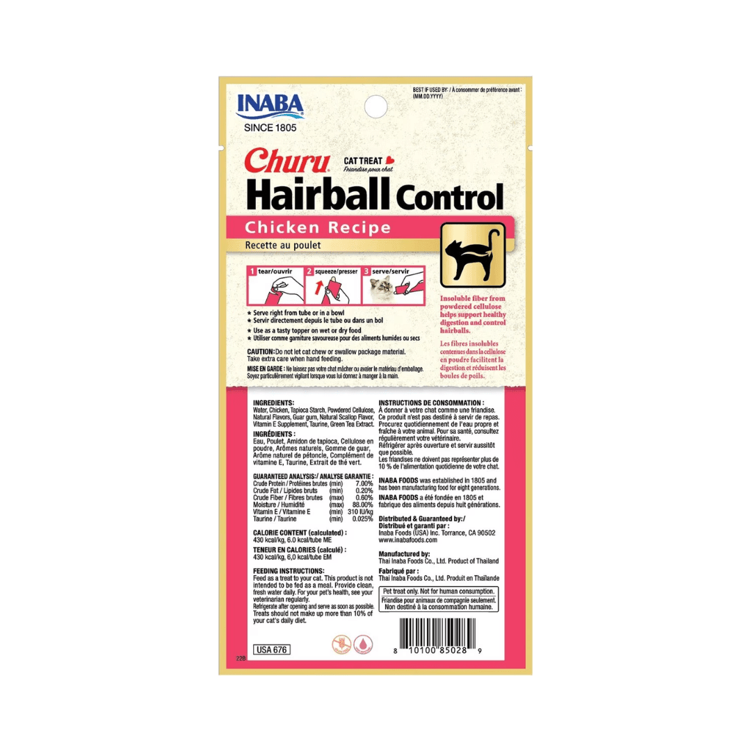 Inaba Cat Churu Hairball Control - Chicken Recipe - Toronto Pets