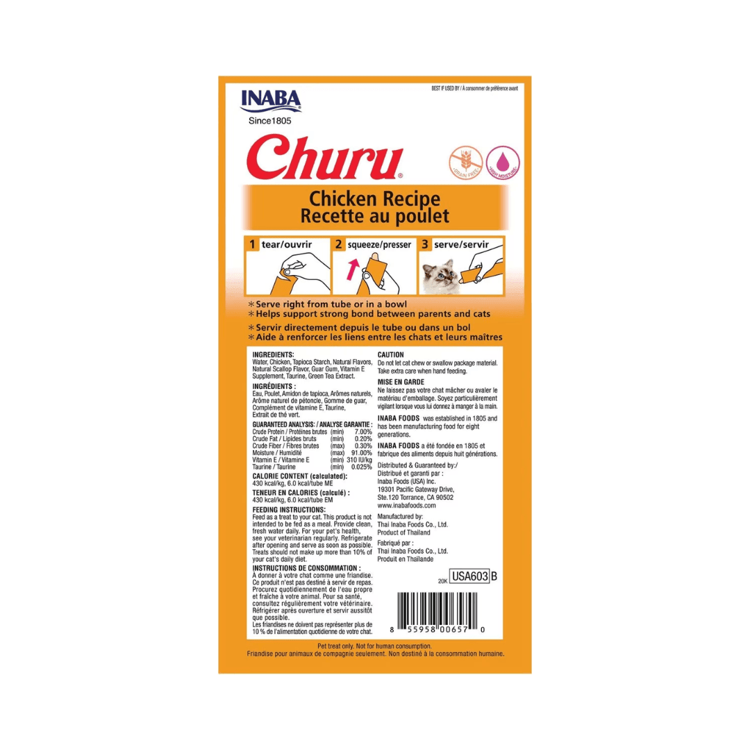 Inaba Cat Treats - Churu Purees Chicken Recipe Pouch - Toronto Pets