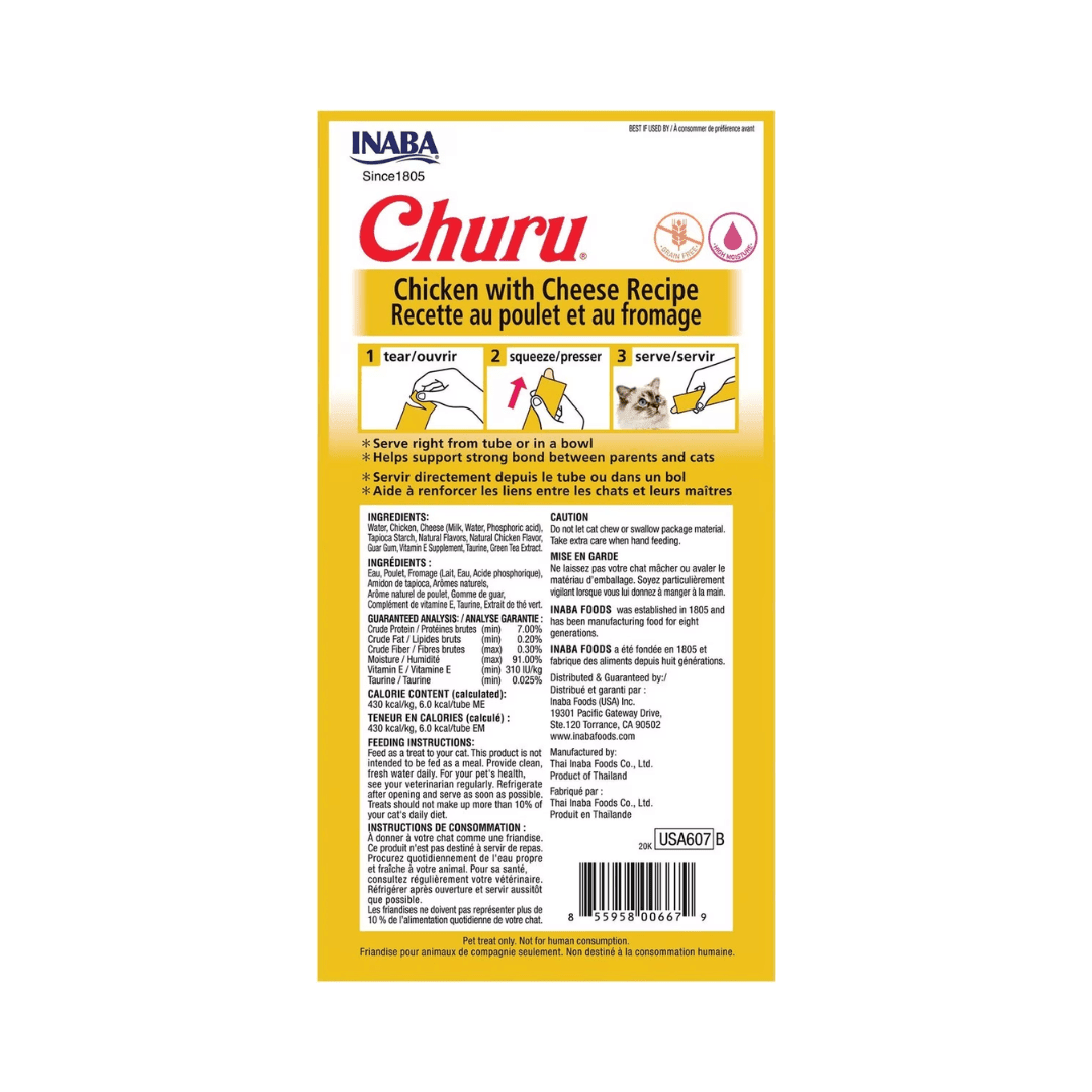 Inaba Cat Treats - Churu Purees Chicken with Cheese Recipe - Toronto Pets