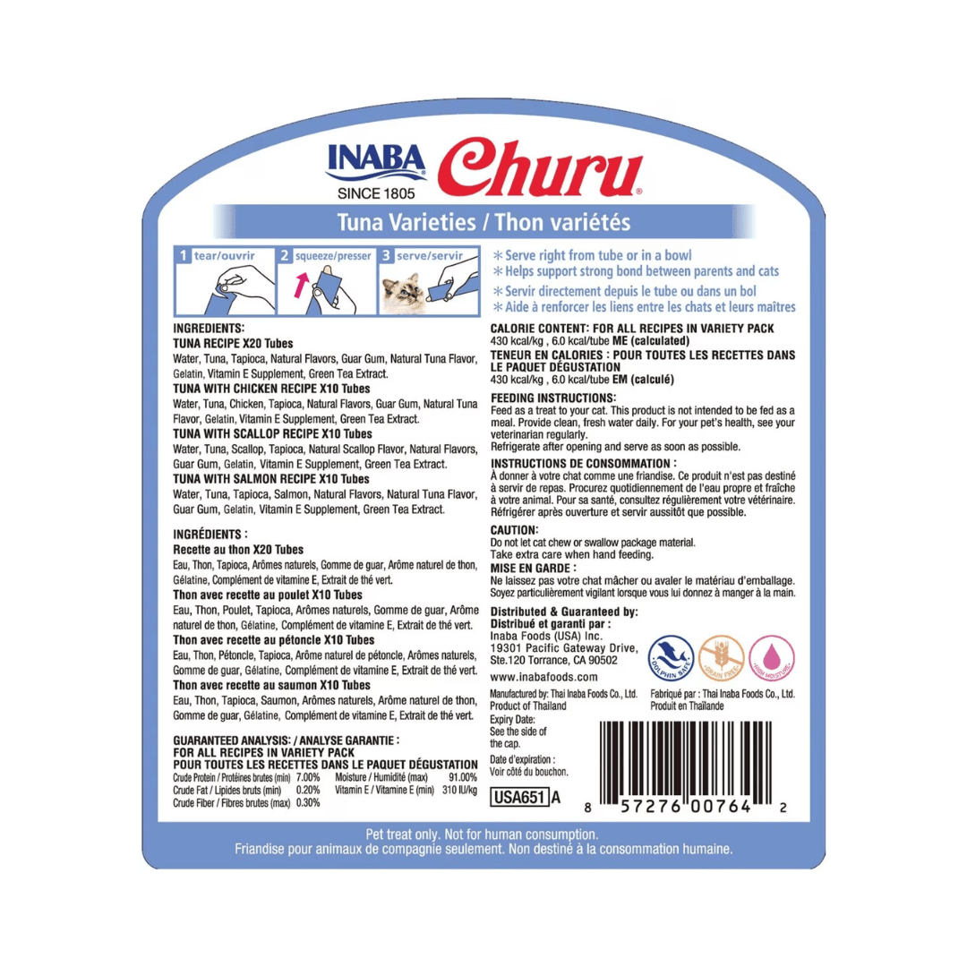 Inaba Cat Treats - Churu Purees Tuna Variety Jar - Toronto Pets