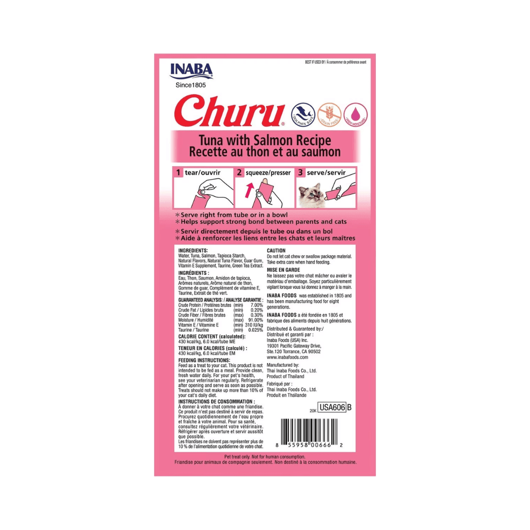 Inaba Cat Treats - Churu Purees Tuna with Salmon Recipe Pouch - Toronto Pets