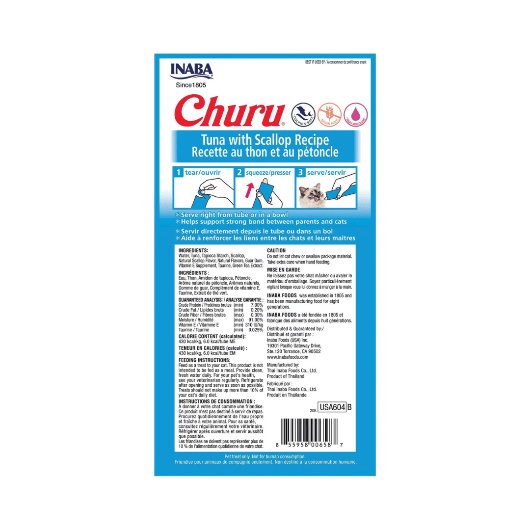 Inaba Cat Treats - Churu Purees Tuna with Scallop Recipe Pouch - Toronto Pets