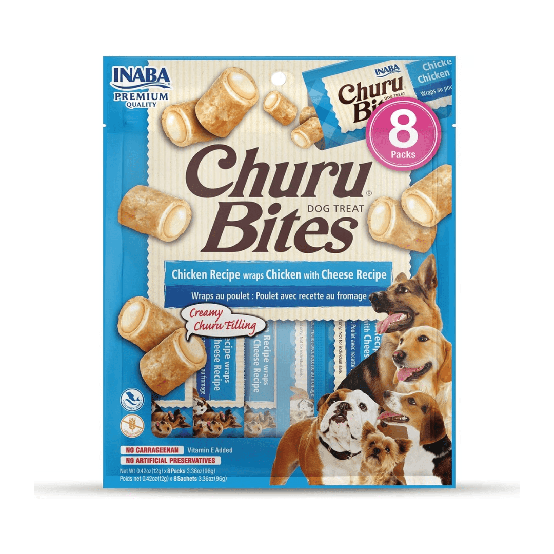 Inaba Dog Treats - Churu Bites Chicken Recipe wraps with Cheese - Toronto Pets