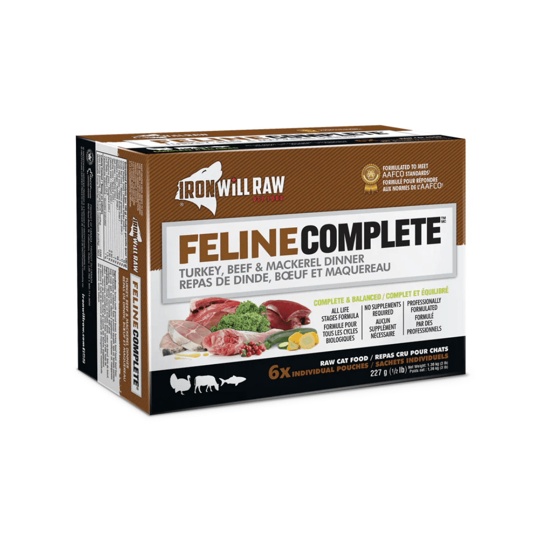 Iron Will Raw Frozen Cat Food - Feline Complete Turkey, Beef & Mackerel Dinner - Toronto Pets