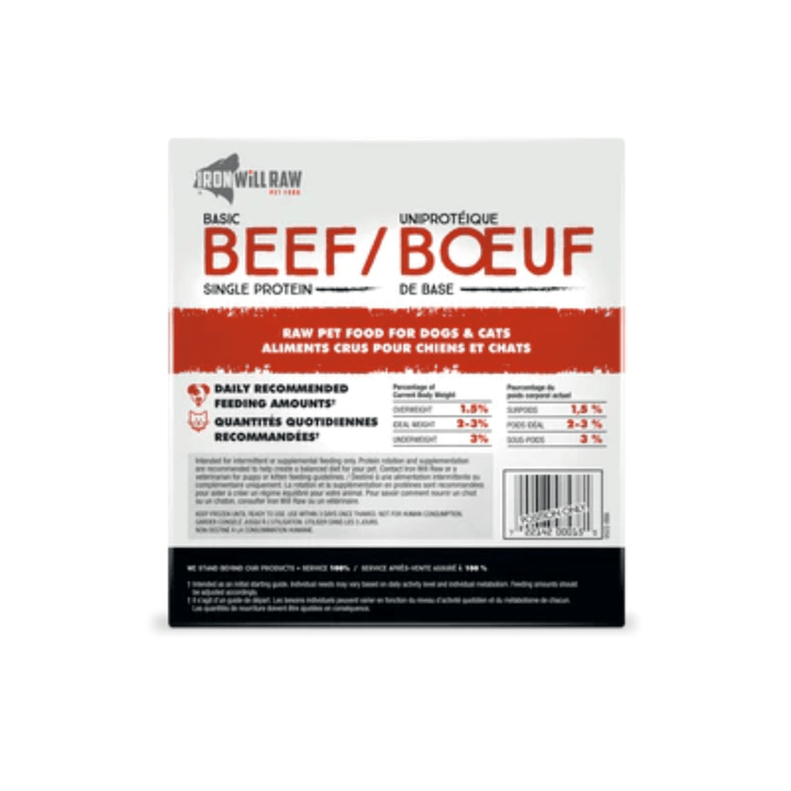 Iron Will Raw Frozen Dog and Cat Food - Dog & Cats Basic Beef - Toronto Pets