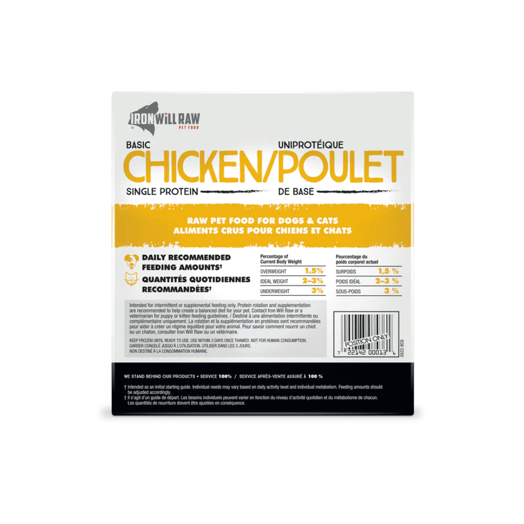 Iron Will Raw Frozen Dog and Cat Food - Dog & Cats Basic Chicken - Toronto Pets