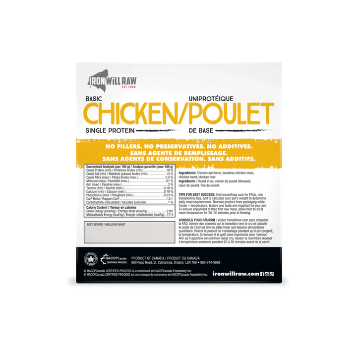 Iron Will Raw Frozen Dog and Cat Food - Dog & Cats Basic Chicken - Toronto Pets