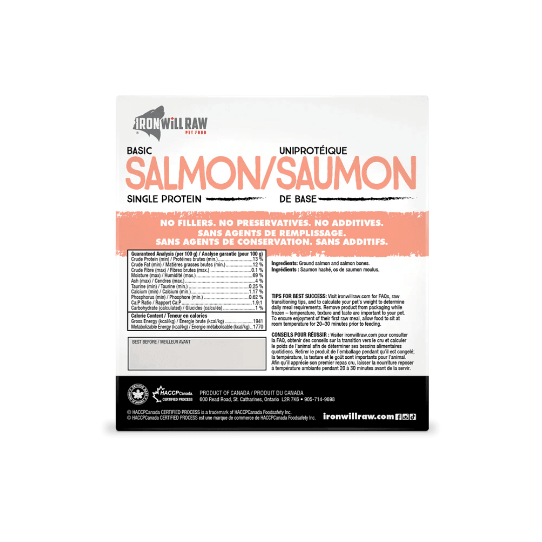 Iron Will Raw Frozen Dog and Cat Food - Dog & Cats Basic Salmon - Toronto Pets