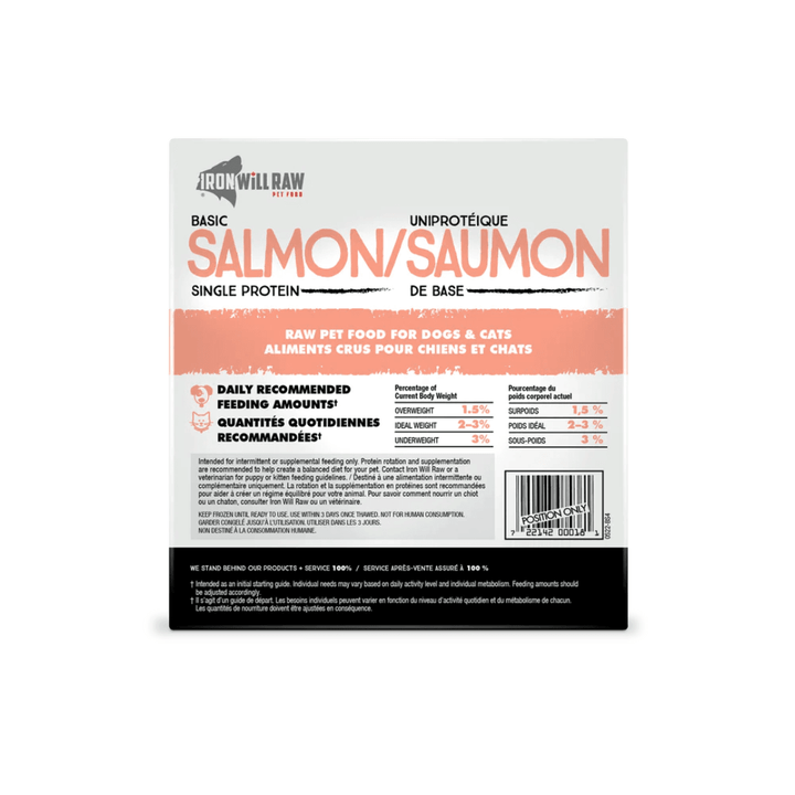 Iron Will Raw Frozen Dog and Cat Food - Dog & Cats Basic Salmon - Toronto Pets