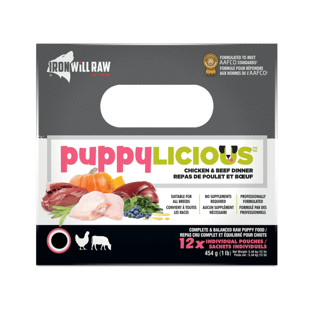 Iron Will Raw Frozen Dog Food - Puppylicious Chicken & Beef Dinner - Toronto Pets