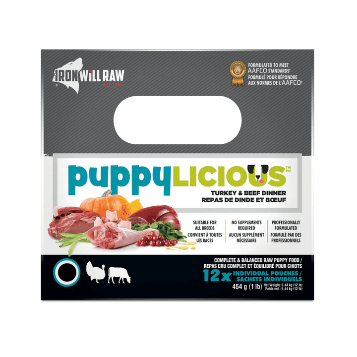 Iron Will Raw Frozen Dog Food - Puppylicious Turkey & Beef Dinner - Toronto Pets