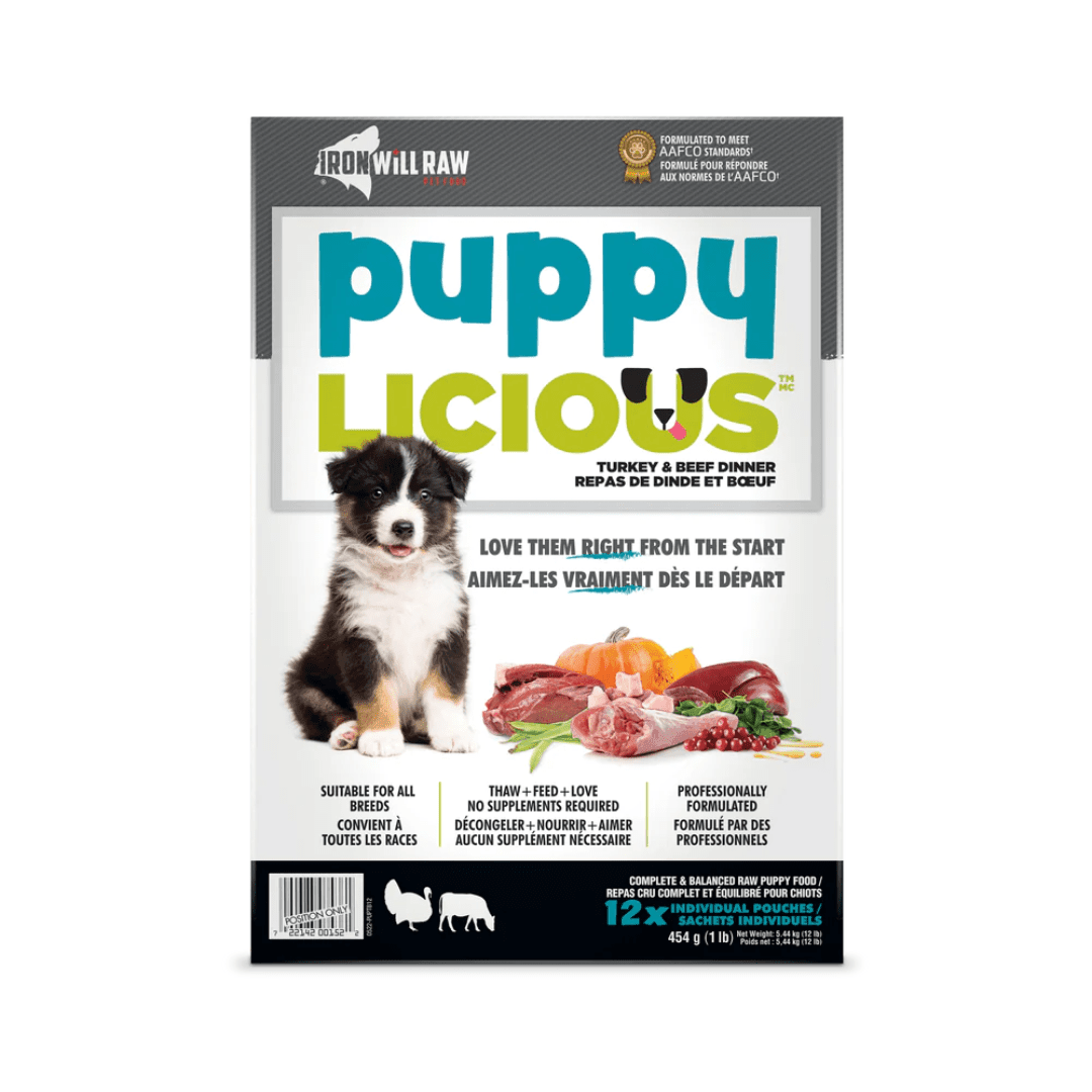 Iron Will Raw Frozen Dog Food - Puppylicious Turkey & Beef Dinner - Toronto Pets