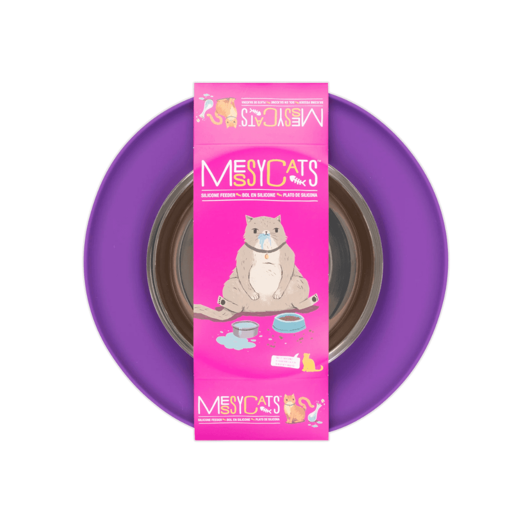 Messy Cats Bowls - Single Silicone Feeder with Stainless Steel Bowl - Toronto Pets