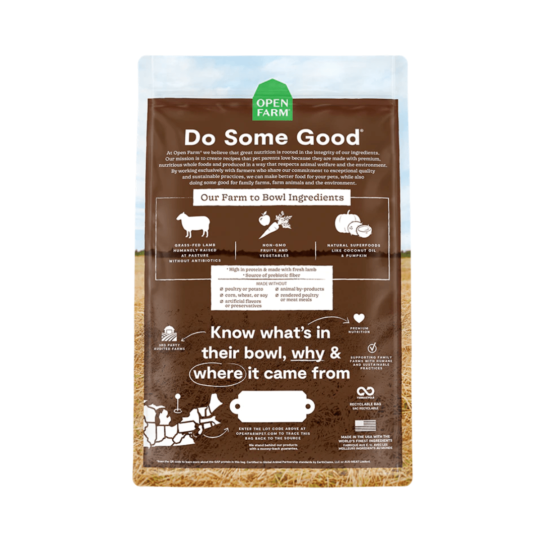 Open Farm Dry Dog Food - Pasture - Raised Lamb Grain - Free - Toronto Pets