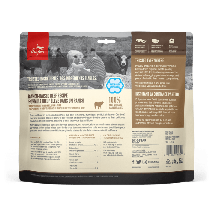 Orijen Freeze - Dried Dog Treats - Ranch Raised Beef Recipe - Toronto Pets